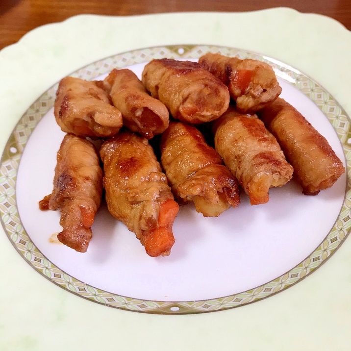 じゃがいも人参の豚肉巻き~照り焼き